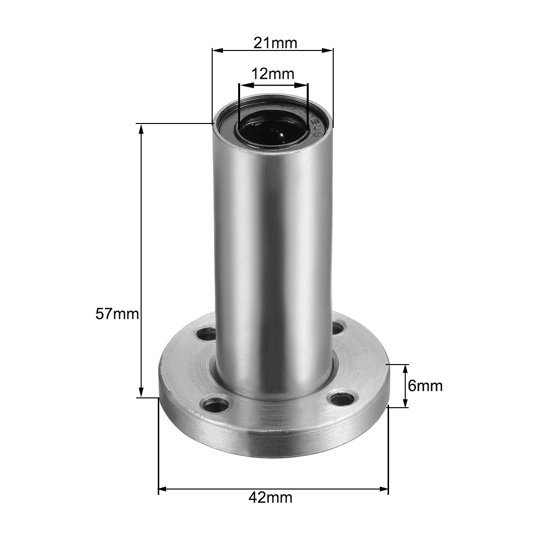 uxcell Uxcell 12mm Linear Ball Bearings LM12UU Extra Long Round Flange LMF12LUU, 12mm Bore, 21mm OD, 57mm Length 2pcs