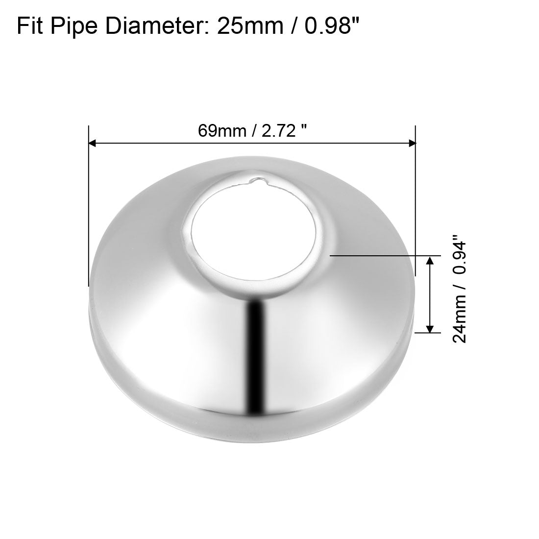 uxcell Uxcell 2 Stück Runde Rosetten 69x24mm Edelstahl Polieren mit Chromüberzug für 25mm DMesser Rohr