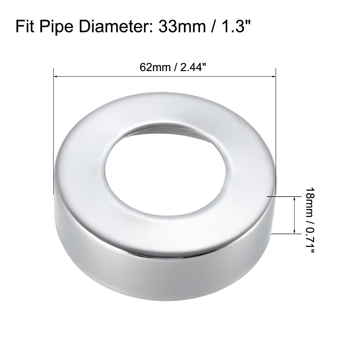 uxcell Uxcell Runde Rosetten 62x18mm Edelstahl Polieren mit Chromüberzug für 33mm Rohrdurchmesser 2Stk.