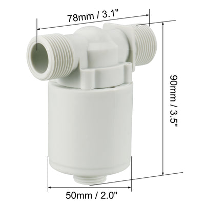 Harfington Uxcell Float Ball Valve G3/4 Thread Plastic Horizontal Exterior Water Liquid Level Control Sensor Automatic with Filter