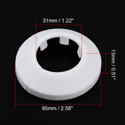 Harfington Uxcell 31mm Pipe Cover Decoration PP Plastic Water Pipe Escutcheon White 6pcs