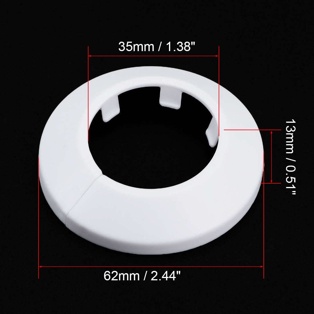 uxcell Uxcell 34-35mm Pipe Cover Decoration PP Plastic Water Pipe Escutcheon White 4pcs