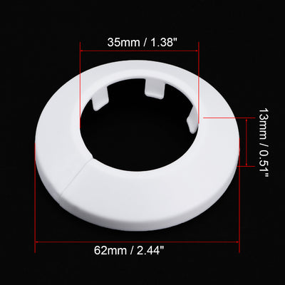 Harfington Uxcell 34-35mm Pipe Cover Decoration PP Plastic Water Pipe Escutcheon White 4pcs