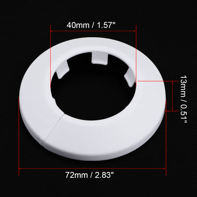 Harfington Uxcell 40mm Pipe Cover Decoration PP Plastic Water Pipe Escutcheon White 4pcs