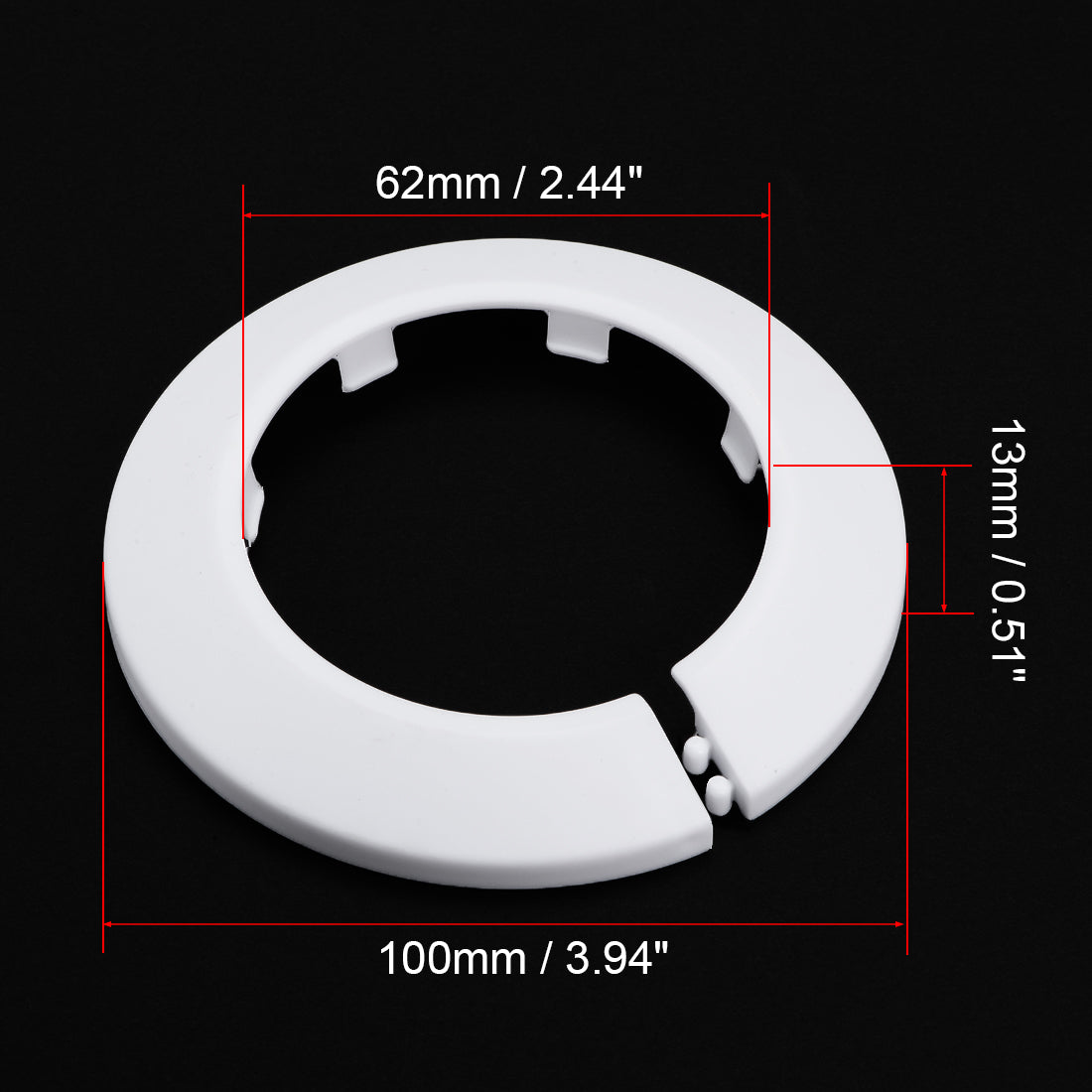 uxcell Uxcell 62mm Pipe Cover Decoration PP Plastic Water Pipe Escutcheon White 4pcs