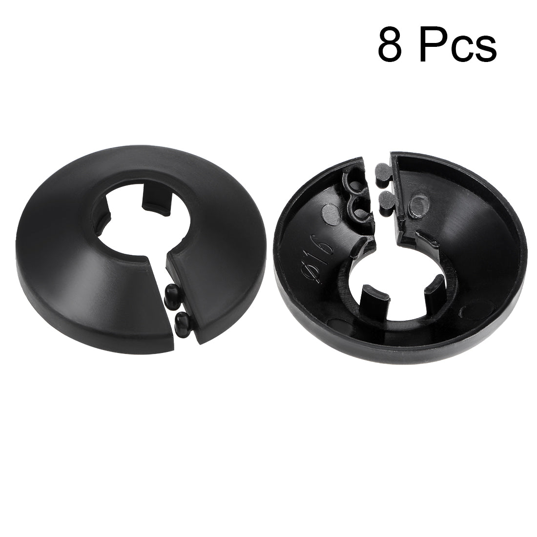 uxcell Uxcell 17mm Pipe Cover Decoration PP Plastic Water Pipe Escutcheon Black 8pcs