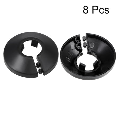 Harfington Uxcell 17mm Pipe Cover Decoration PP Plastic Water Pipe Escutcheon Black 8pcs