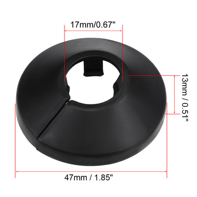 Harfington Uxcell 17mm Pipe Cover Decoration PP Plastic Water Pipe Escutcheon Black 8pcs