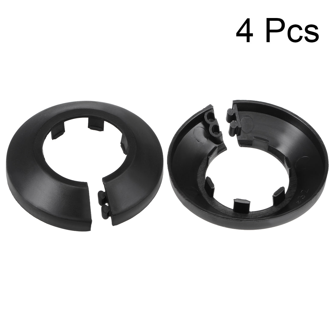 uxcell Uxcell 33mm Pipe Cover Decoration PP Plastic Water Pipe Escutcheon Black 4pcs