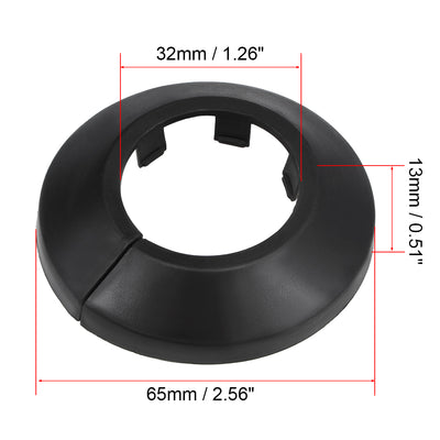 Harfington Uxcell 33mm Pipe Cover Decoration PP Plastic Water Pipe Escutcheon Black 4pcs