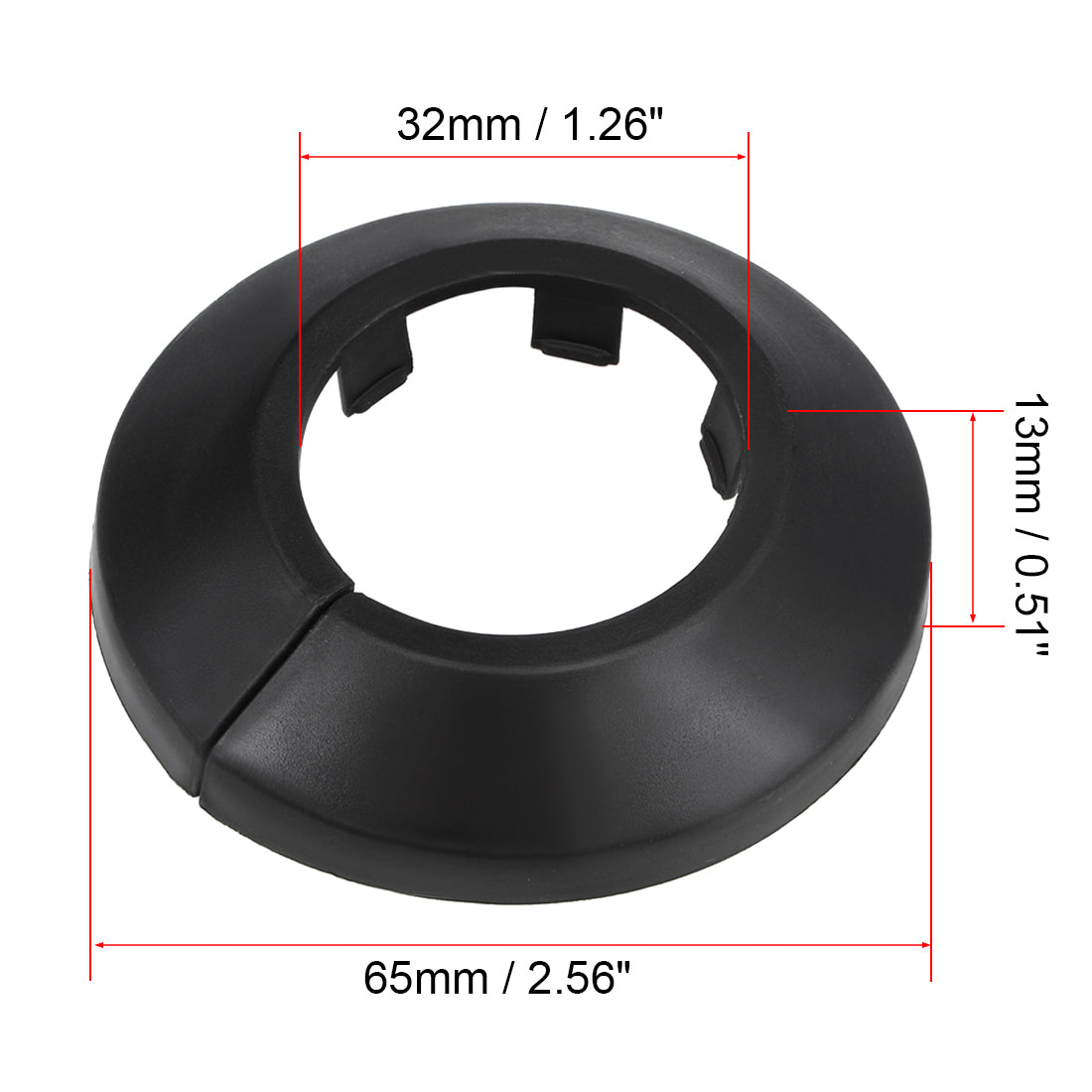 uxcell Uxcell 6 Stück 32mm Rohr abdeckung Dekoration PP Heizkörper Rosette Wasserrohr Wand Abdeckung Schwarz