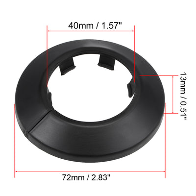 Harfington Uxcell 40mm Pipe Cover Decoration PP Plastic Water Pipe Escutcheon Black 4pcs