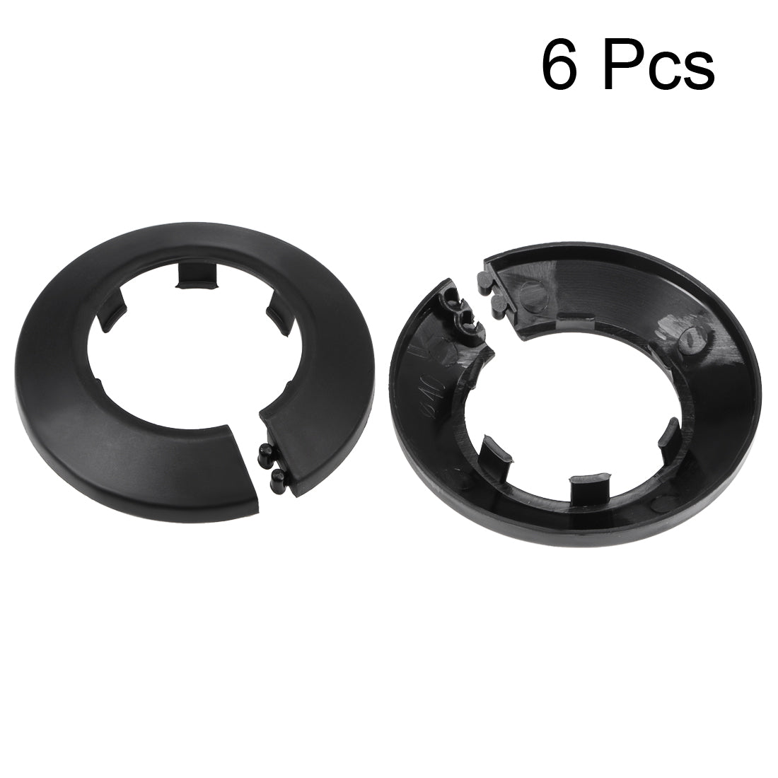 uxcell Uxcell 40-41mm Pipe Cover Decoration PP Plastic Water Pipe Escutcheon Black 6pcs