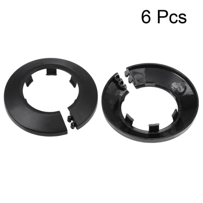 Harfington Uxcell 40-41mm Pipe Cover Decoration PP Plastic Water Pipe Escutcheon Black 6pcs