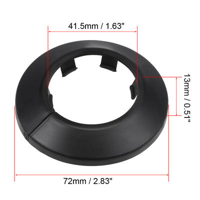 Harfington Uxcell 40-41mm Pipe Cover Decoration PP Plastic Water Pipe Escutcheon Black 6pcs