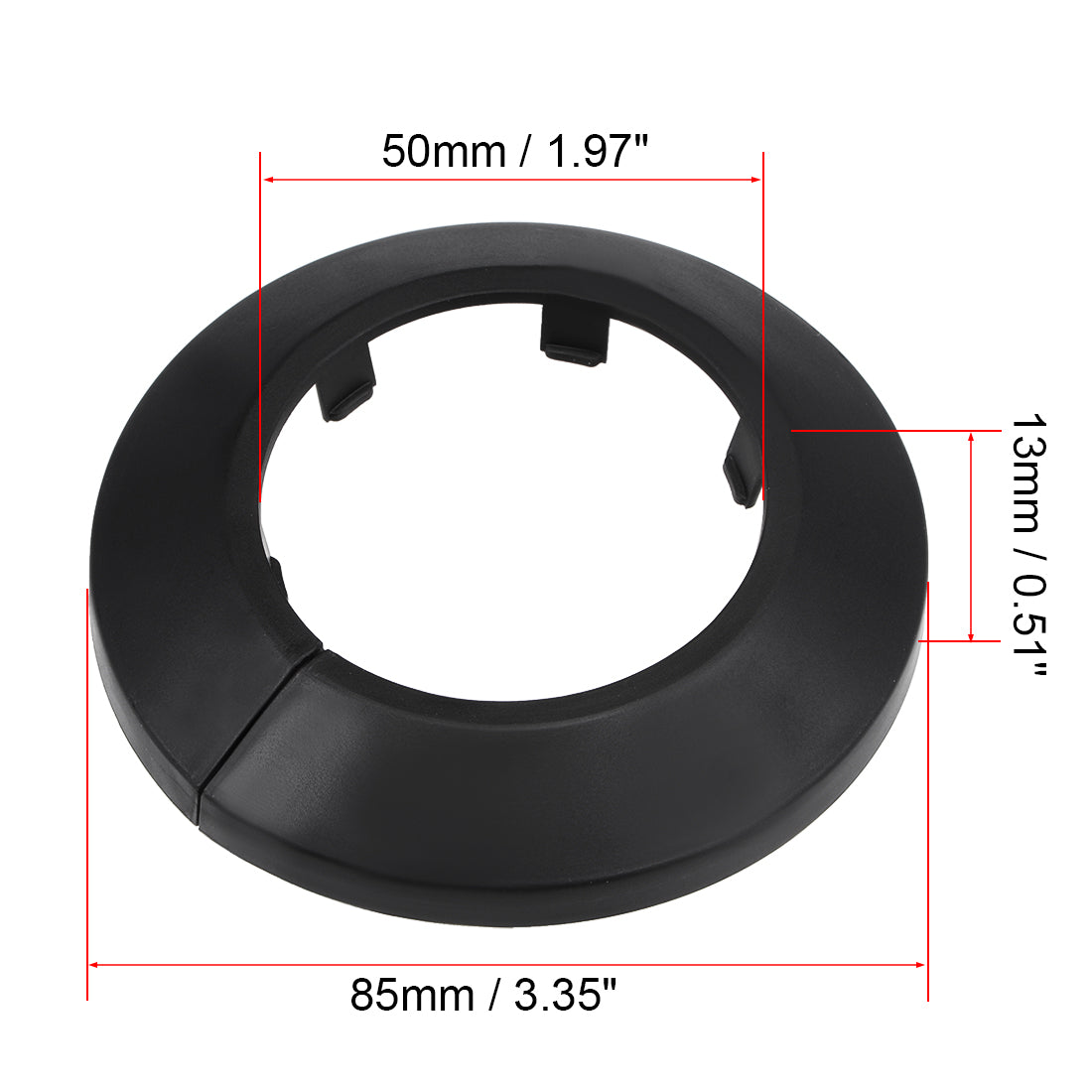 uxcell Uxcell 8 Stück 50 51mm Rohr abdeckung Dekoration PP Heizkörper Rosette Wasserrohr Wand Abdeckung Schwarz