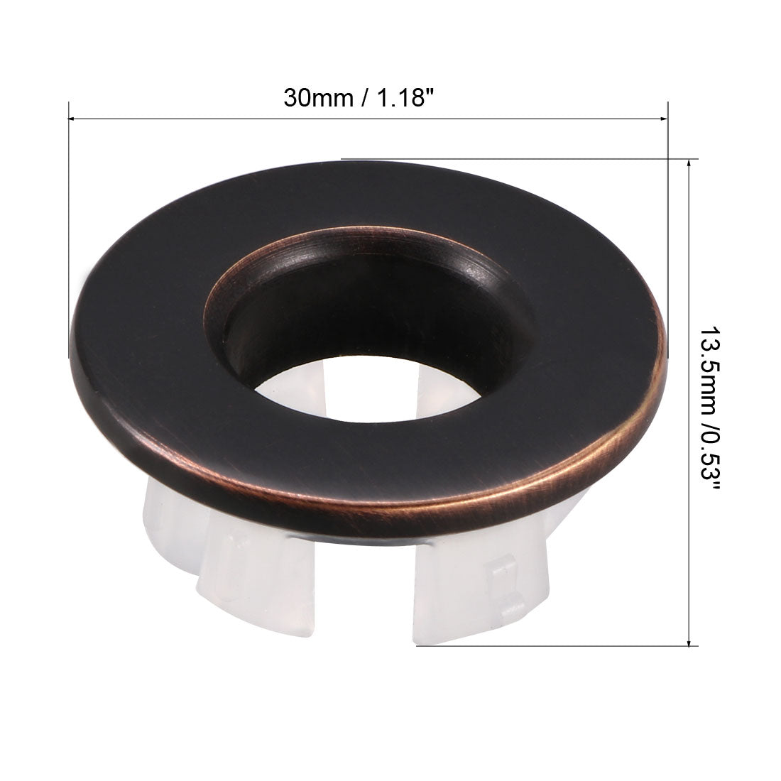 uxcell Uxcell Sink Basin Trim Overflow Cover Copper Insert in Hole Round Caps,Bronze Black,3Pcs