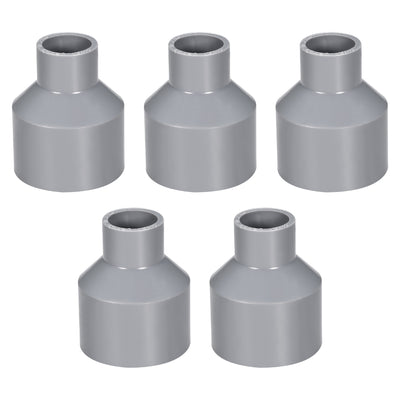 Harfington Uxcell 40mm x 20mm PVC Reducing Coupling Hub by Hub, DWV Pipe Fitting, Gray 5Pcs