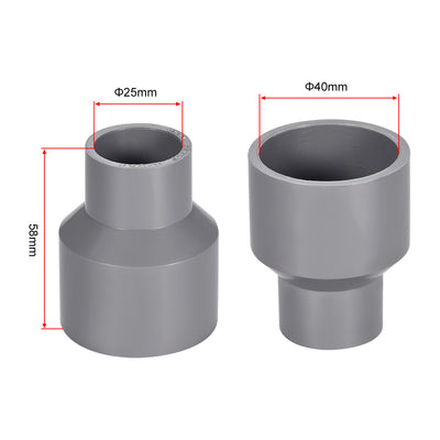 Harfington Uxcell 40mm x 25mm PVC Reducing Coupling Hub by Hub, DWV Pipe Fitting, Gray 5Pcs