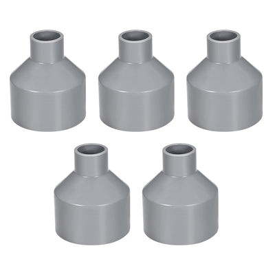 Harfington Uxcell 50mm x 20mm PVC Reducing Coupling Hub by Hub, DWV Pipe Fitting, Gray 5Pcs