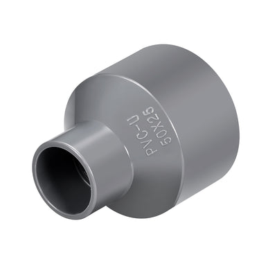 Harfington Uxcell 50mm x 25mm PVC Reducing Coupling Hub by Hub, DWV Pipe Fitting, Gray 5Pcs