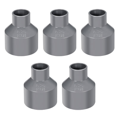 Harfington Uxcell 50mm x 25mm PVC Reducing Coupling Hub by Hub, DWV Pipe Fitting, Gray 5Pcs