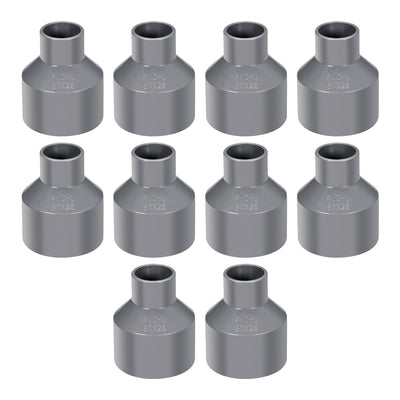 Harfington Uxcell 50mm x 25mm PVC Reducing Coupling Hub by Hub, DWV Pipe Fitting, Gray 10Pcs