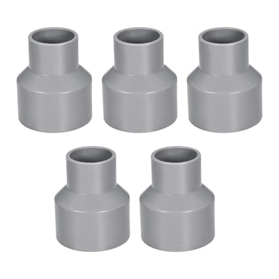 Harfington Uxcell 50mm x 32mm PVC Reducing Coupling Hub by Hub, DWV Pipe Fitting, Gray 5Pcs