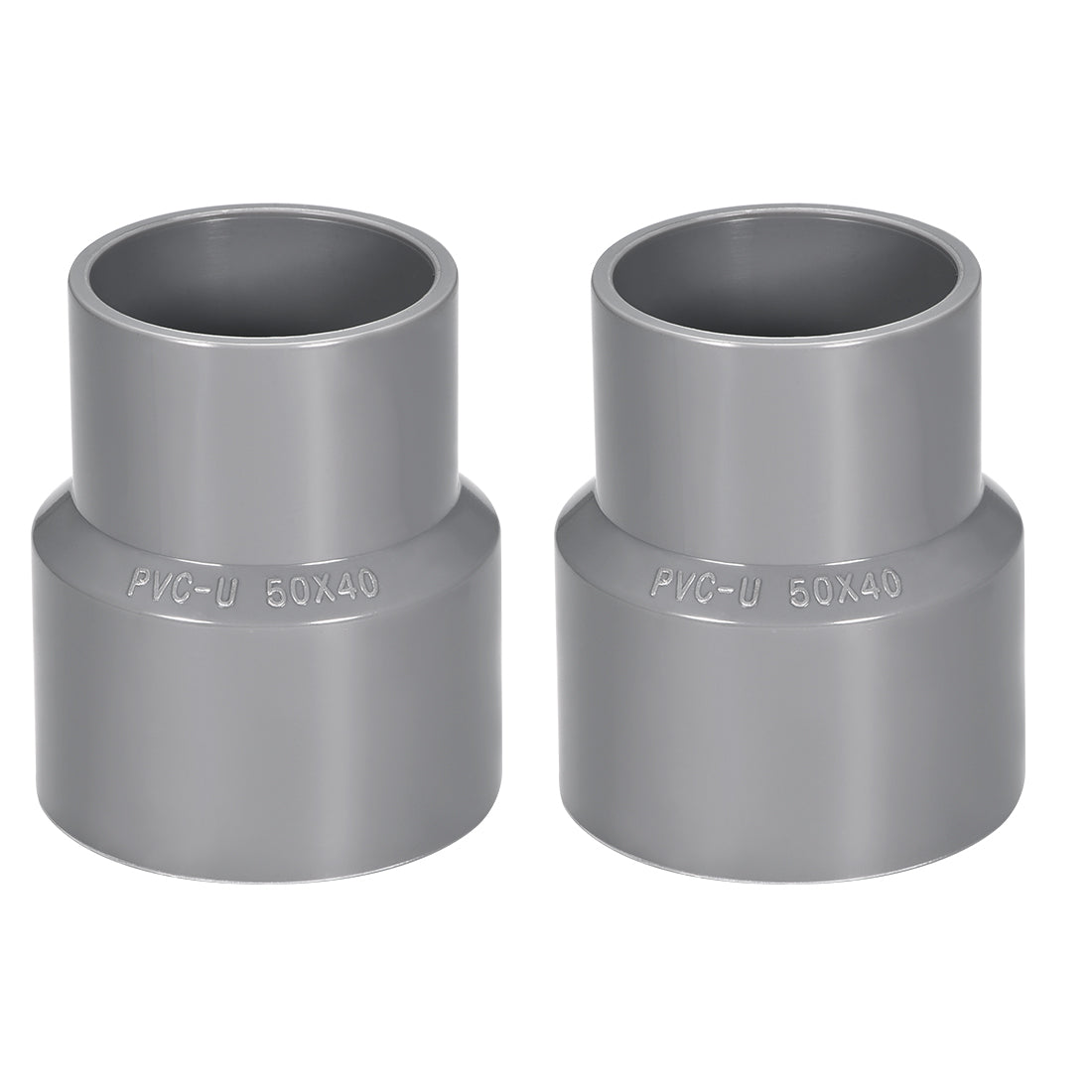 uxcell Uxcell 50mm x 40mm PVC Reducing Coupling Hub by Hub, DWV Pipe Fitting, Gray 2Pcs