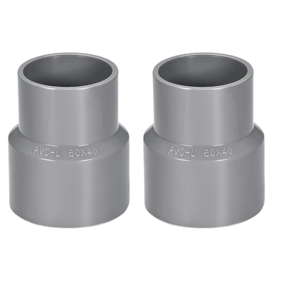 Harfington Uxcell 50mm x 40mm PVC Reducing Coupling Hub by Hub, DWV Pipe Fitting, Gray 2Pcs