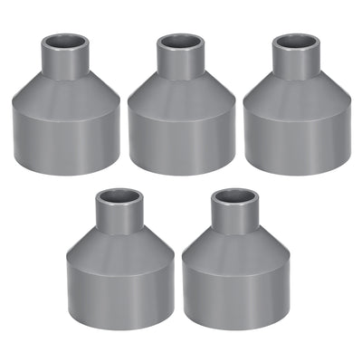 Harfington Uxcell 63mm x 25mm PVC Reducing Coupling Hub by Hub, DWV Pipe Fitting, Gray 5Pcs