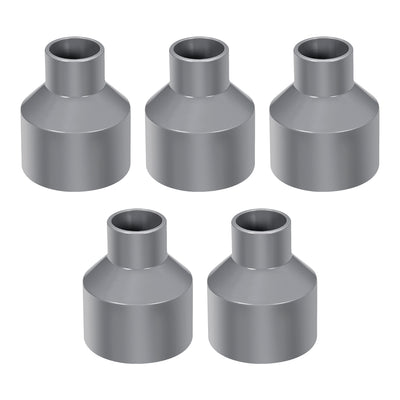 Harfington Uxcell 63mm x 32mm PVC Reducing Coupling Hub by Hub, DWV Pipe Fitting, Gray 5Pcs