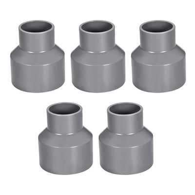 Harfington Uxcell 63mm x 40mm PVC Reducing Coupling Hub by Hub, DWV Pipe Fitting, Gray 5Pcs