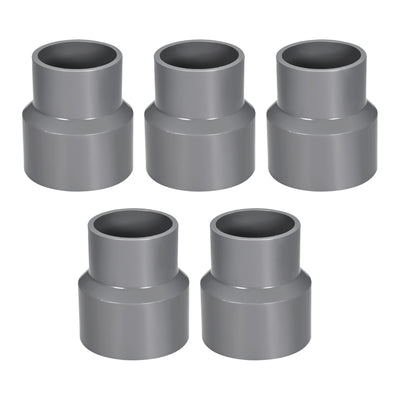 Harfington Uxcell 63mm x 50mm PVC Reducing Coupling Hub by Hub, DWV Pipe Fitting, Gray 5Pcs