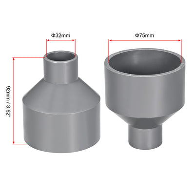 Harfington Uxcell 75mm x 32mm PVC Reducing Coupling Hub by Hub, DWV Pipe Fitting, Gray 2Pcs