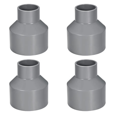 Harfington Uxcell 75mm x 40mm PVC Reducing Coupling Hub by Hub, DWV Pipe Fitting, Gray 4Pcs