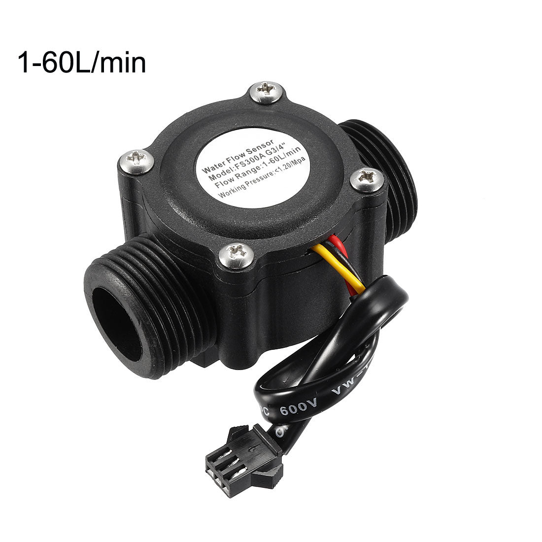 uxcell Uxcell G3/4 Hall Effect Liquid Water Flow Sensor Switch Flowmeter Counter DC5V 1-60L/min Black FS300A