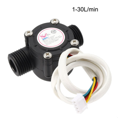 Harfington Uxcell Hall Effekt Durchflusssensor für flüssiges Wasser Schalter Zähler Zubehör Schwarz G1 / 2 1-30 L/ min (4-Draht)