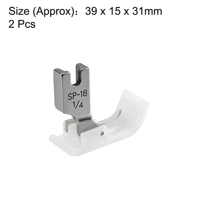 Harfington Uxcell #SP-18 Industrial Sewing Machine Hinged Presser Foot with Right Guide 1/4" (6mm) White 2pcs