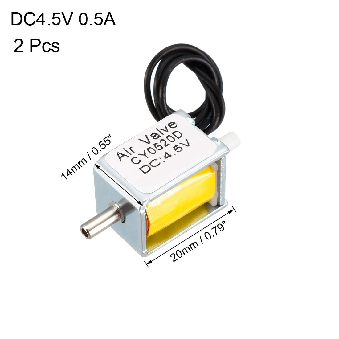 uxcell Uxcell 2 Stk. Miniatur Magnetventil 2 Wege normal geschlossen DC4,5V 0,5A Luftmagnetventil