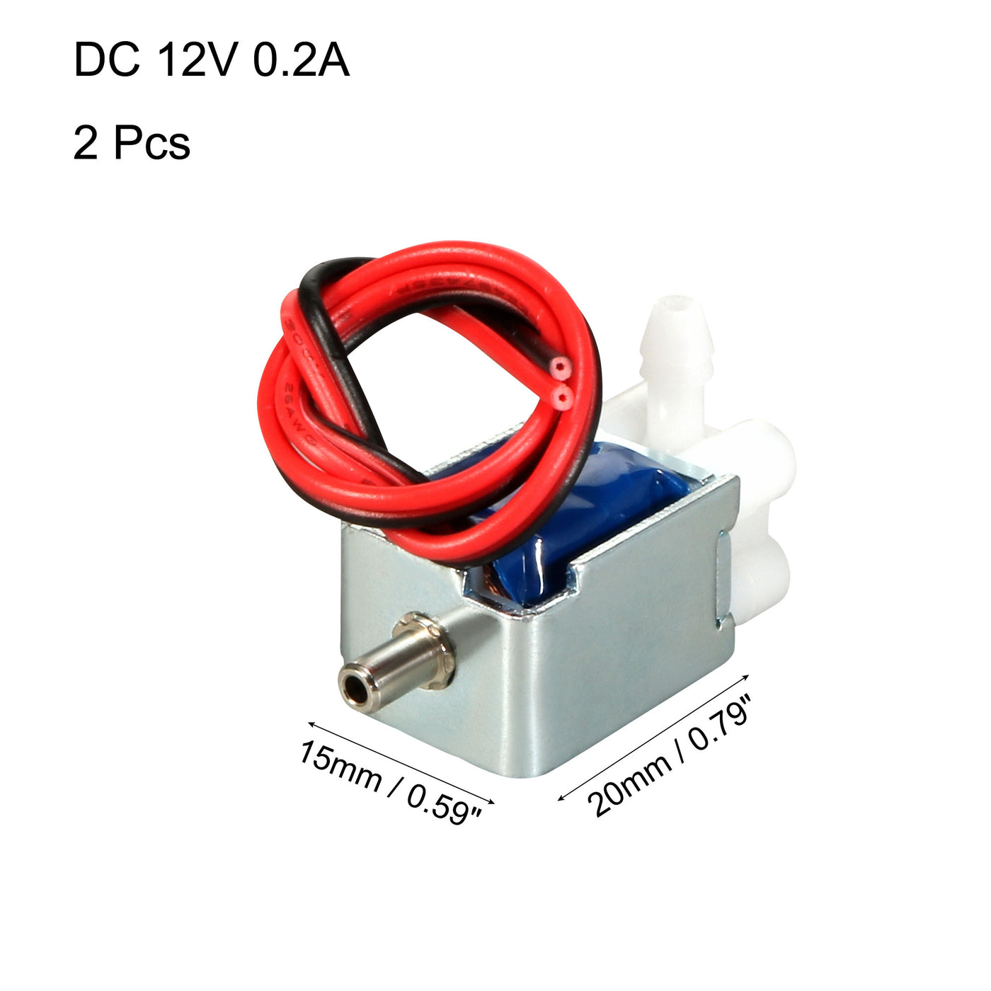 uxcell Uxcell 2 Stk. Miniatur Magnetventil 2 Position 3 Wege DC 12V 0,2A Luftmagnetventil