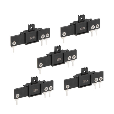 Harfington Uxcell 5pcs Fader Variable Resistors Mixer 35mm Straight Slide Potentiometer B20K Ohm Linear Single Potentiometers For Dimming Tuning