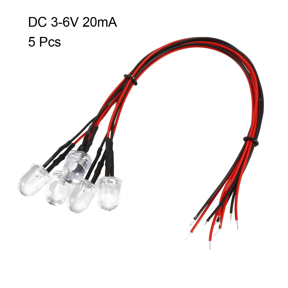 uxcell Uxcell Prewired LED Light , DC 3-6V 20mA - 10mm Red Pre-Wired Diodes Lamp 5pcs for DIY Boat Parties