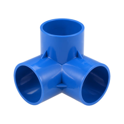 Harfington Uxcell 3-Way Elbow PVC Fitting, 50mm Socket, Tee Corner Fittings Blue 4Pcs