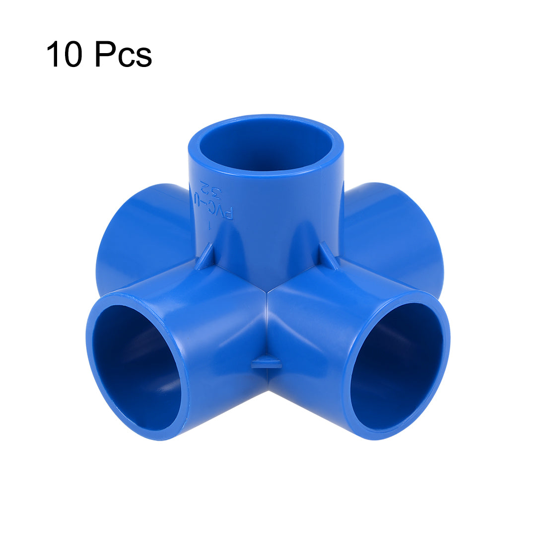 uxcell Uxcell 5-Way 32mm Tee PVC Fitting Elbow - PVC Furniture Elbow Fittings Blue 10Pcs