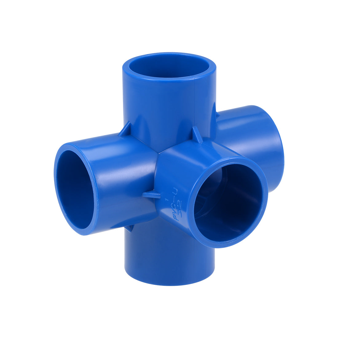 uxcell Uxcell 5-Way 32mm Tee PVC Fitting Elbow - PVC Furniture Elbow Fittings Blue 10Pcs