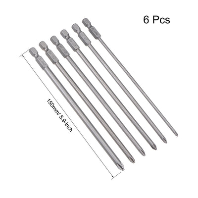 Harfington Uxcell Sechskantschaft S2 Schraubendreherbit Inch Länge 6pcs 1/4 * 3PH1-6PH2 * 150mm