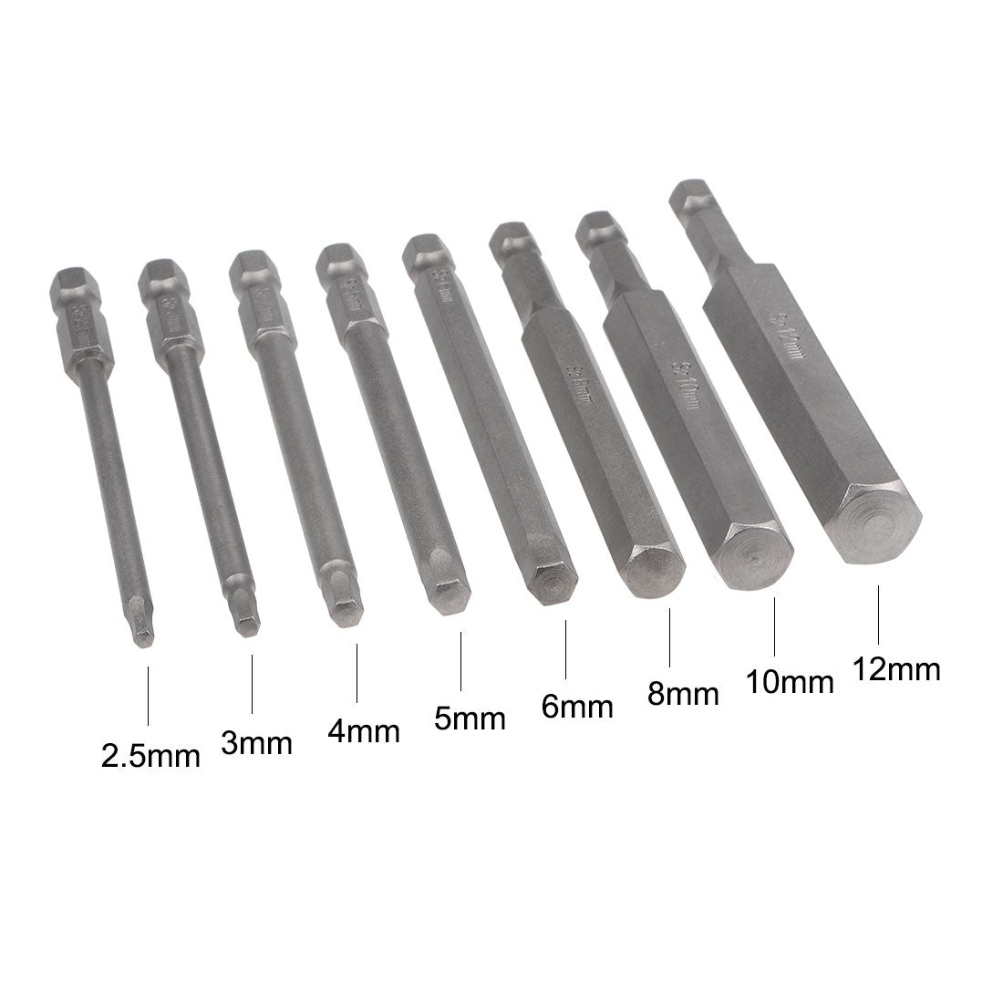 uxcell Uxcell Bits Satz Sechskantschaft magnetisch Schraubendreherbit S2 Schraubenzieher Satz Werkzeug Inch Länge 8 stücke 1/4 * 2,5-12mm * 100mm