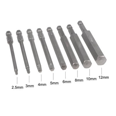 Harfington Uxcell Bits Satz Sechskantschaft magnetisch Schraubendreherbit S2 Schraubenzieher Satz Werkzeug Inch Länge 8 stücke 1/4 * 2,5-12mm * 100mm