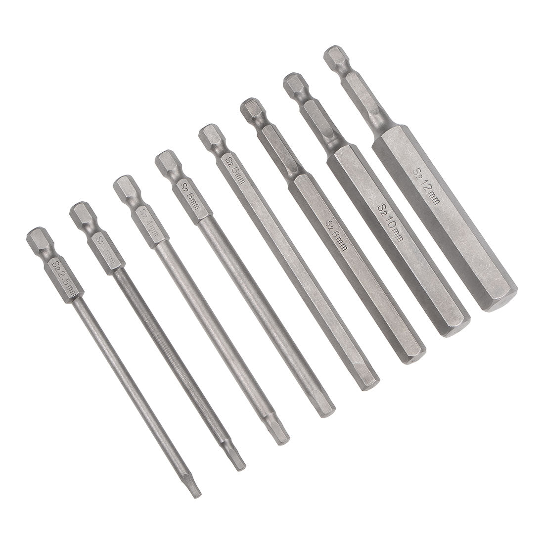 uxcell Uxcell Bits Satz Sechskantschaft magnetisch Schraubendreherbit S2 Schraubenzieher Satz Werkzeug Inch Länge 8 stücke 1/4 * 2,5-12mm * 100mm